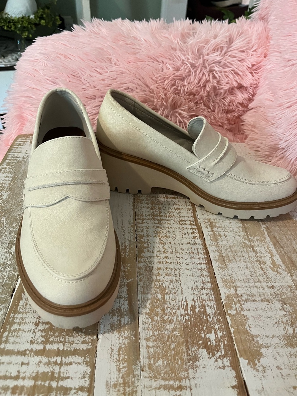 Maurices Cream Lug Sole Penny Loafers